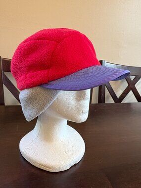 Patagonia Duckbill Hat Cap Synchilla Fleece Earflaps Vintage 90s LARGE USA MADE!